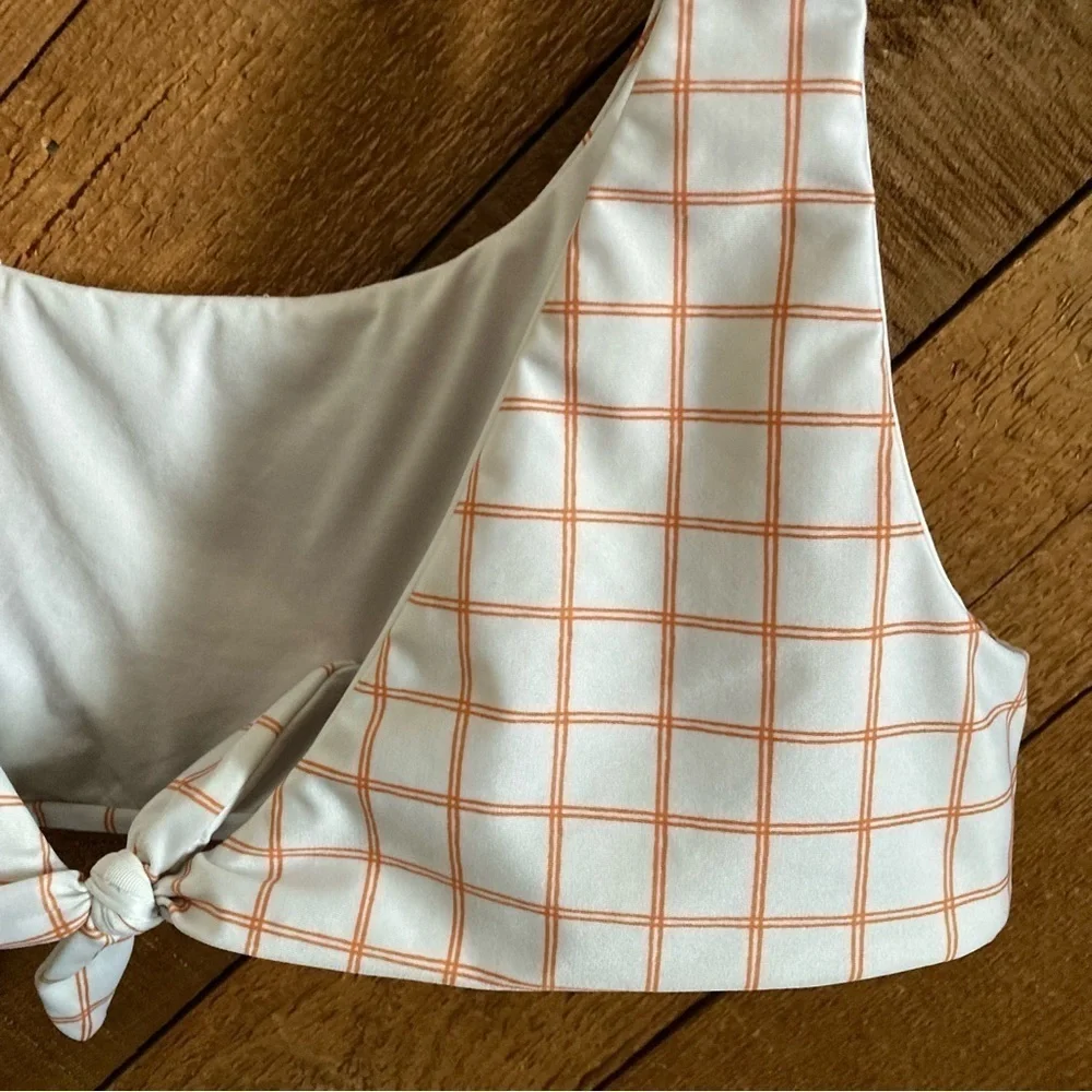 RVCA orange grid La Jolla bikini set size L